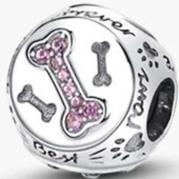 Triangular Dog Bone Paw Heart Charm - Picture 2 of 4